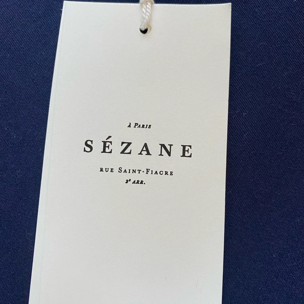Sezane Conrad T-Shirt Marine Blue with Embroidered Monogram XS NWT - Picture 3 of 7